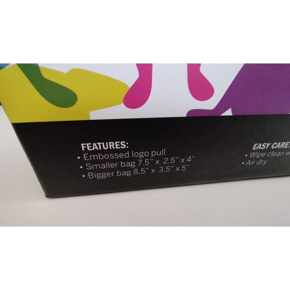 FRENCH BULL 2 PIECE COSMETIC BAG SET BLACK WITH HEARTS NWT - Picture 9 of 14